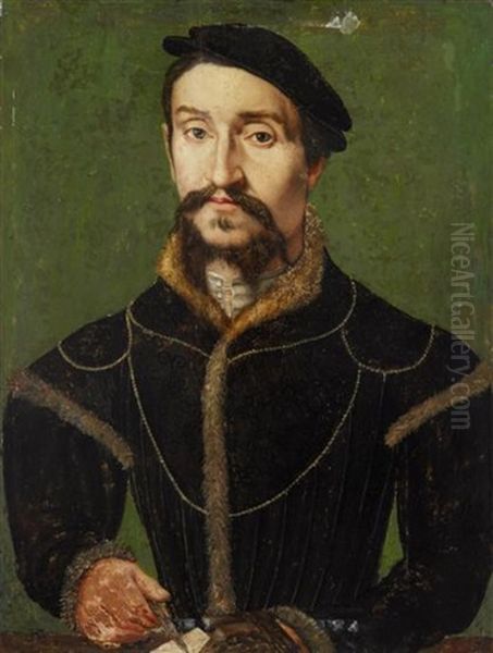 Portrait Of A Gentleman Wearing A Black Cap by  Corneille de Lyon