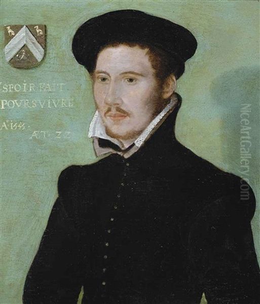 Portrait Of A Gentleman, Half-length, In A Black Doublet And Black Cap Oil Painting by  Corneille de Lyon