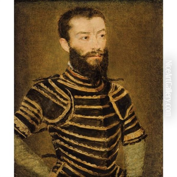 Portrait D'un Homme En Armure Oil Painting by  Corneille de Lyon