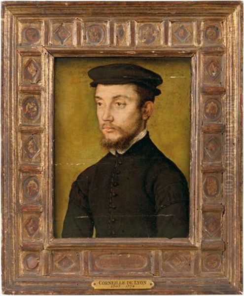 Portrait D'homme Au Beret Noir Oil Painting by  Corneille de Lyon