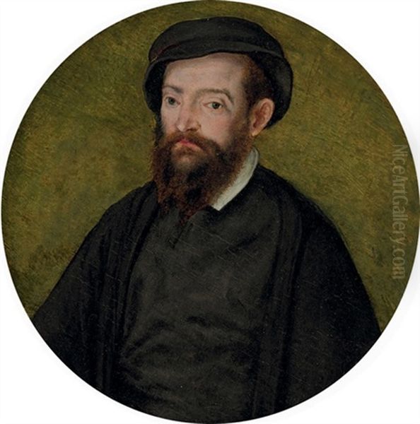 Portrait Of A Gentleman Wearing A Black Cap Oil Painting by  Corneille de Lyon