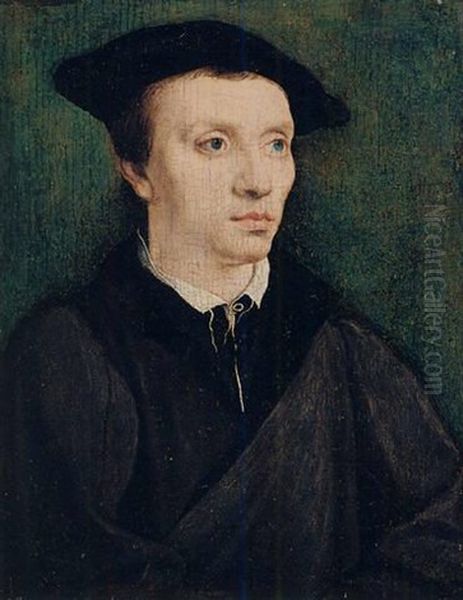 Portrait Of A Man Wearing Black, With A Black Cap Oil Painting by  Corneille de Lyon