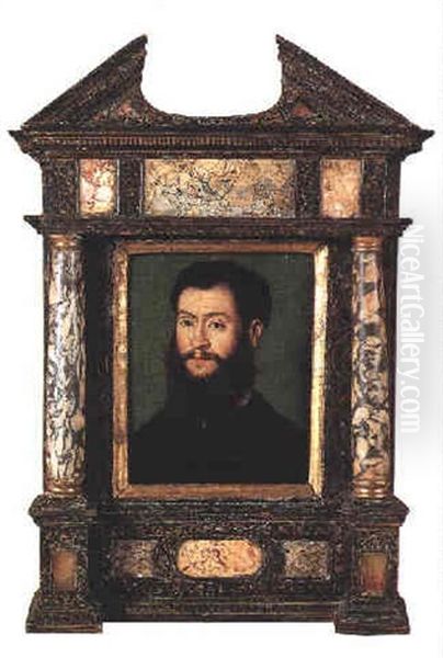 Portrait D'homme Barbu Sur Fond Vert Oil Painting by  Corneille de Lyon