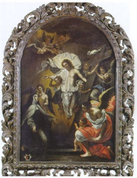 L'apparition Du Christ Ressuscite A Sainte Therese D'avila Et Saint Jean De La Croix Oil Painting by Jean-Baptiste Corneille