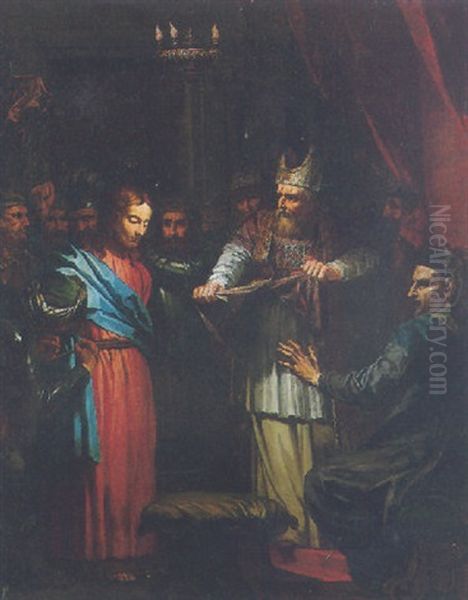 Christ Before Caiaphas And Anneas Oil Painting by Jean-Baptiste Corneille