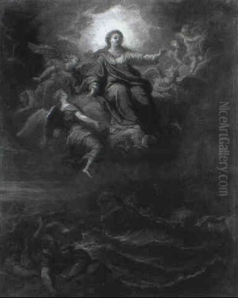 La Vierge Protegeant Les Marins Oil Painting by Jean-Baptiste Corneille