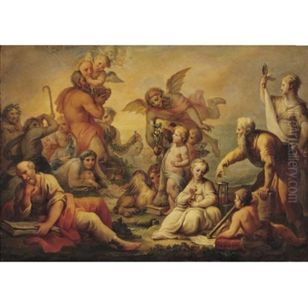 Allegory Of Virtue And Vice Oil Painting by Francesco Corneliano