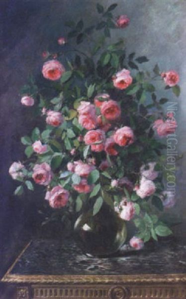 Bouquet De Roses Oil Painting by Marie-Lucie Cornelius