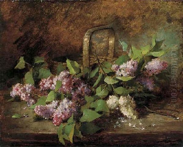 Lilacs In A Basket Oil Painting by Marie-Lucie Cornelius