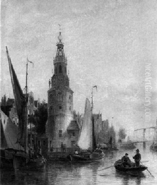 Die Oude Schans In Amsterdam Oil Painting by Marie-Lucie Cornelius