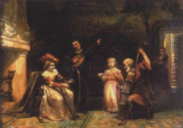 Seance De Musique Oil Painting by Alphonse Cornet