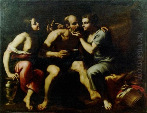 Lot Et Le Figlie Oil Painting by Antonio della Cornia