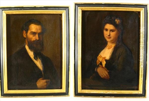 Ms. Anna Grill (+ Mr. Wilhelm Carl Grill, Irgr; Pair) Oil Painting by Georg Cornicelius