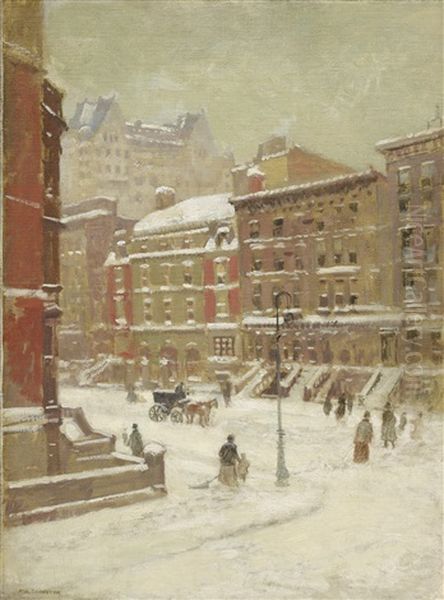 New York City Scene Oil Painting by Paul Cornoyer