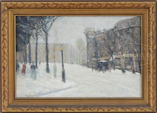 Winter In New York Oil Painting by Paul Cornoyer