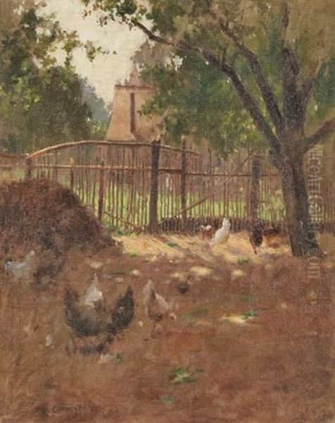 Farmyard Oil Painting by Paul Cornoyer