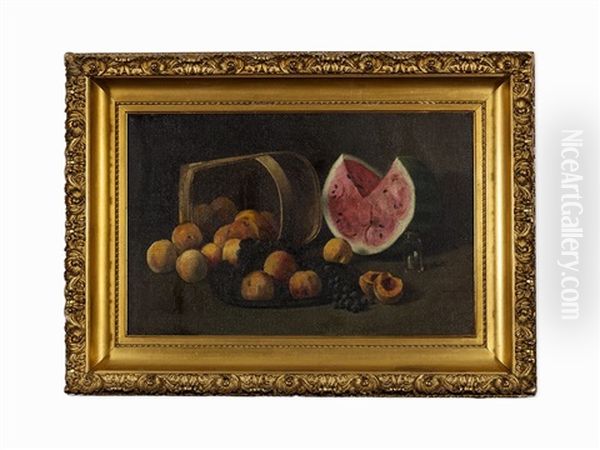 Watermelons, Peaches And Grapes Oil Painting by Paul Cornoyer