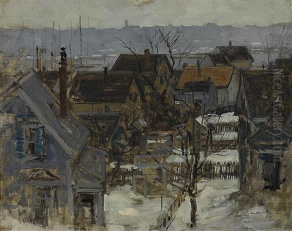 Rooftop Sketch Oil Painting by Paul Cornoyer