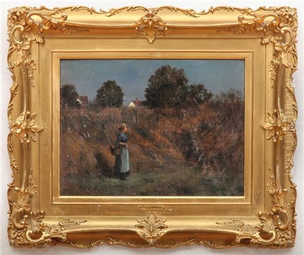 Woman In A Field Oil Painting by Paul Cornoyer