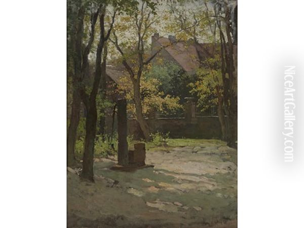 Sunlit Courtyard Oil Painting by Paul Cornoyer