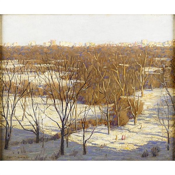 Central Park Winter Oil Painting by Paul Cornoyer