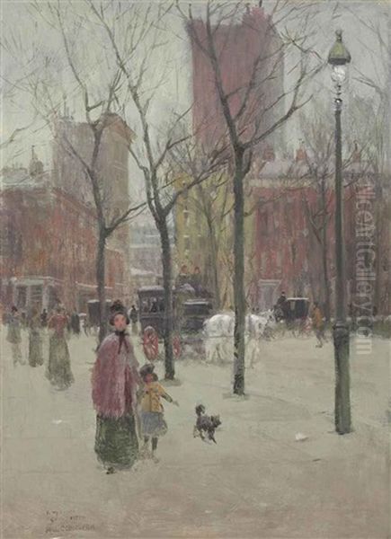 New York City Oil Painting by Paul Cornoyer