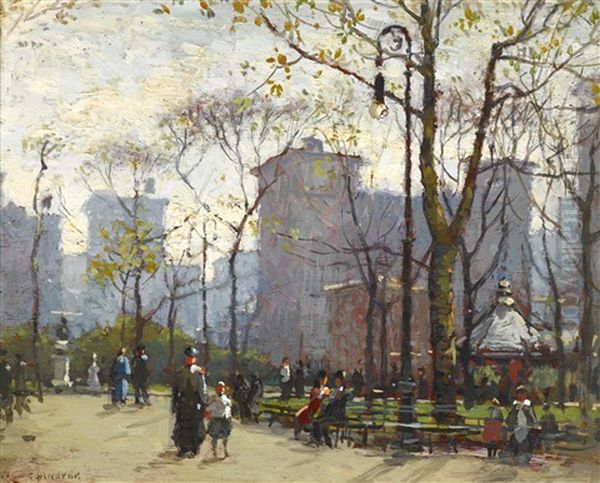 Washington Square Park, New York Oil Painting by Paul Cornoyer