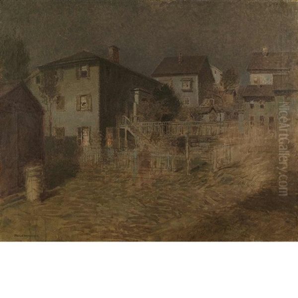 Old House, Moonlight, Gloucester Oil Painting by Paul Cornoyer