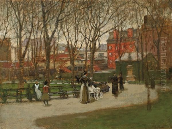 A Park In New York Oil Painting by Paul Cornoyer