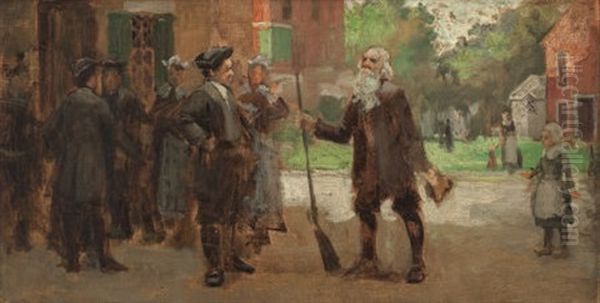 For A Long While [rip] Used To Console Himself, When Driven From Home (from Rip Van Winkle)(+ 3 Others; Set Of 4) Oil Painting by Paul Cornoyer