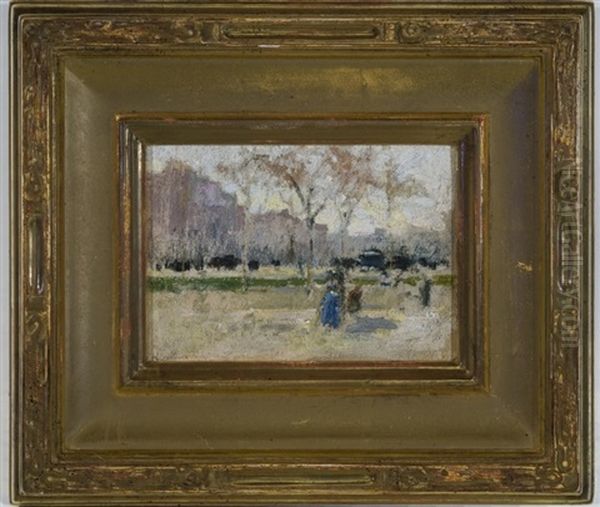 Park Scene, New York City Oil Painting by Paul Cornoyer