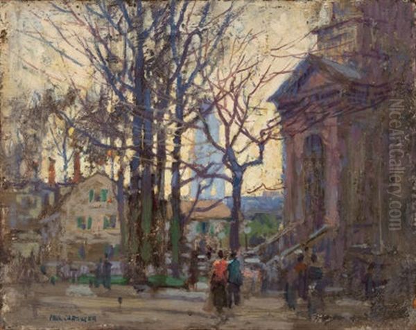 A Gloucester Street Oil Painting by Paul Cornoyer