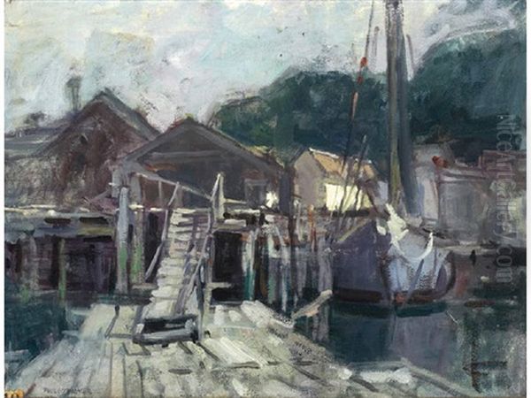 The Old Dock No.109 Oil Painting by Paul Cornoyer