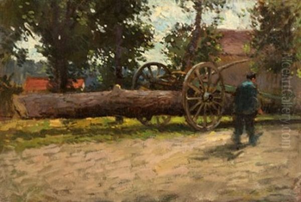 Logger In Brittany Oil Painting by Paul Cornoyer