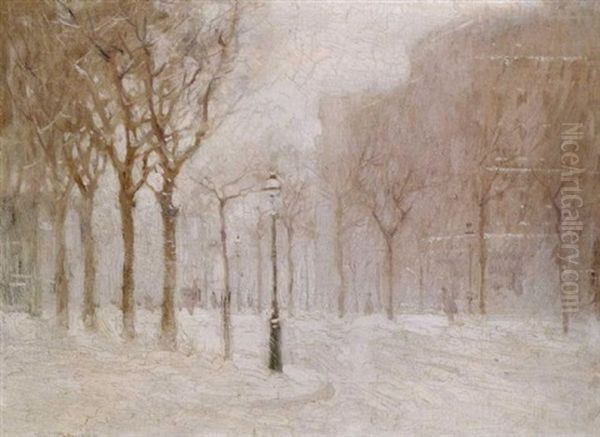 Winter, New York City Oil Painting by Paul Cornoyer