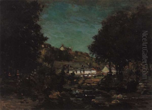 Homestead By The Stream, Cos Cob Oil Painting by Paul Cornoyer