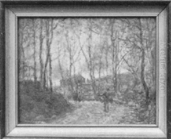 Figures On A Country Road Oil Painting by Paul Cornoyer