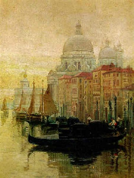 On The Grand Canal Oil Painting by Paul Cornoyer