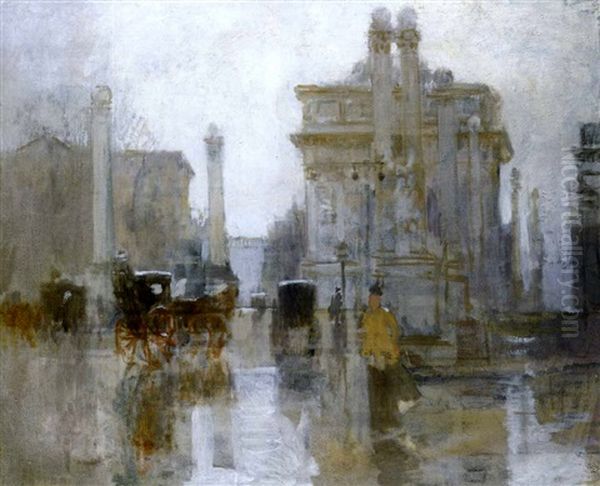 After The Rain, The Dewey Arch, Madison Square Park, New York Oil Painting by Paul Cornoyer