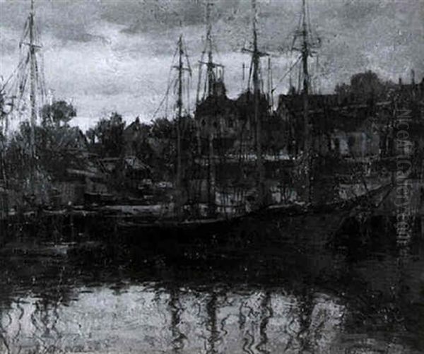 Harbor At Twilight Oil Painting by Paul Cornoyer