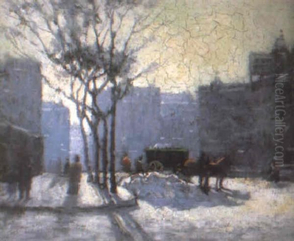 New York In The Snow Oil Painting by Paul Cornoyer