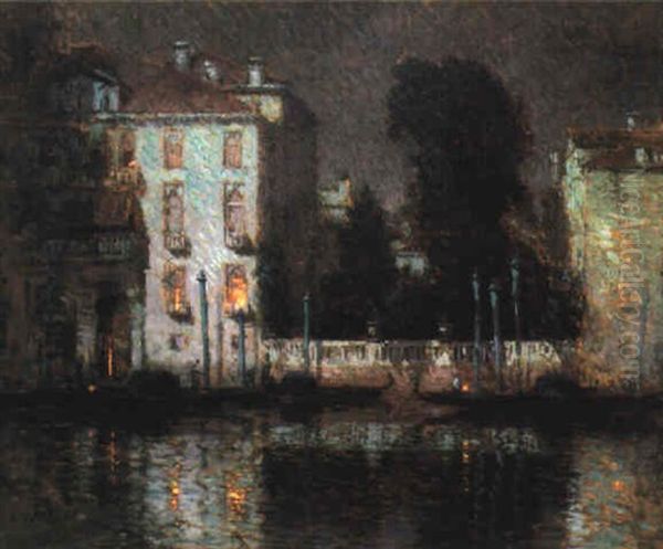 Venice At Night Oil Painting by Paul Cornoyer