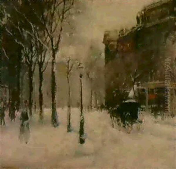 Winter In New York Oil Painting by Paul Cornoyer