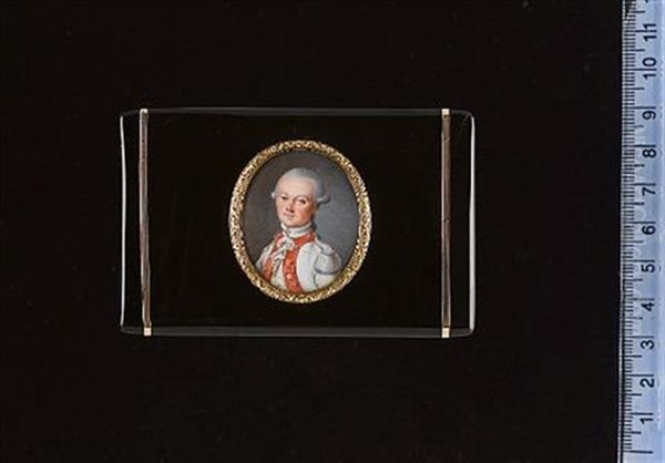 A Young Officer Wearing White Coat With Red Facings, Silver Buttons, Epaulettes With Red Piping, Frilled White Chemise And Medal On A Red Ribbon At His Breast Oil Painting by Jean-Alexis Cornu