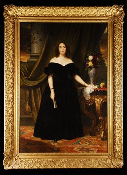 Retrato De La Marquesa De Casa Riera Oil Painting by Sebastien-Melchior Cornu