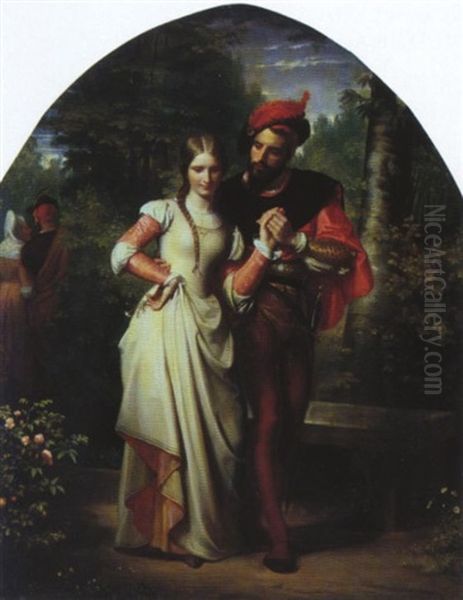 Faust Und Gretchen Oil Painting by Sebastien-Melchior Cornu