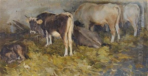 Cows Oil Painting by Umberto Coromaldi