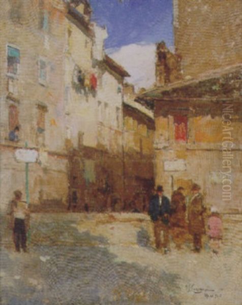 Scorcio Di Roma Con Figure Oil Painting by Umberto Coromaldi