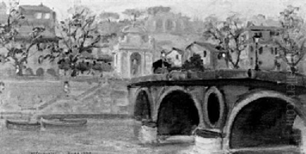 Roma, Ponte Sisto Oil Painting by Umberto Coromaldi