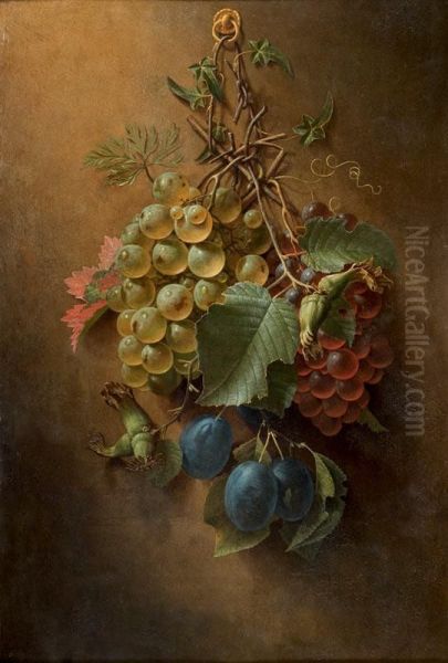 Nature Morte Aux Raisins Oil Painting by Johann-Adalbert Angermeyer